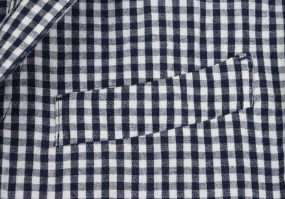 Papas Linen Cotton Gingham Check 3B Jacket Navy Size M