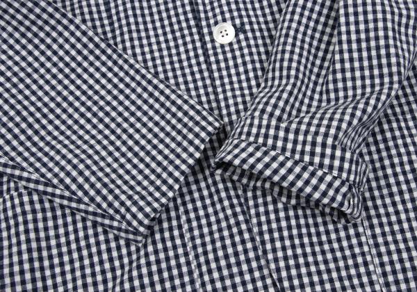 Papas Linen Cotton Gingham Check 3B Jacket Navy Size M