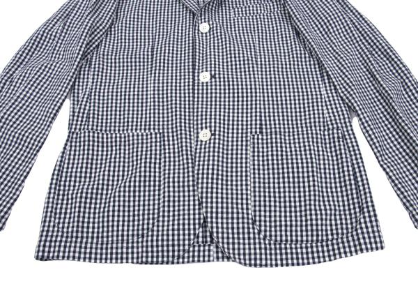 Papas Linen Cotton Gingham Check 3B Jacket Navy Size M