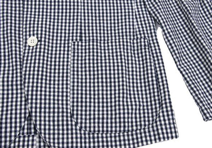 Papas Linen Cotton Gingham Check 3B Jacket Navy Size M