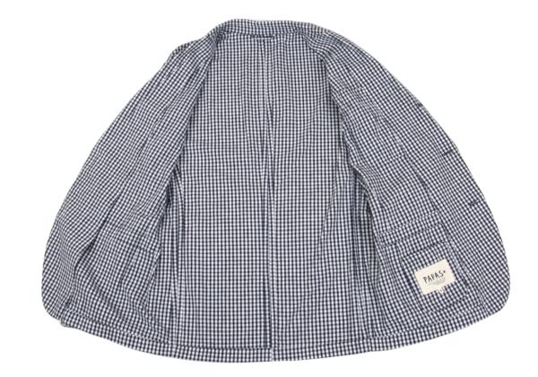 Papas Linen Cotton Gingham Check 3B Jacket Navy Size M