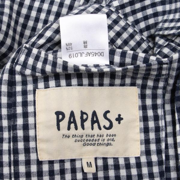 Papas Linen Cotton Gingham Check 3B Jacket Navy Size M
