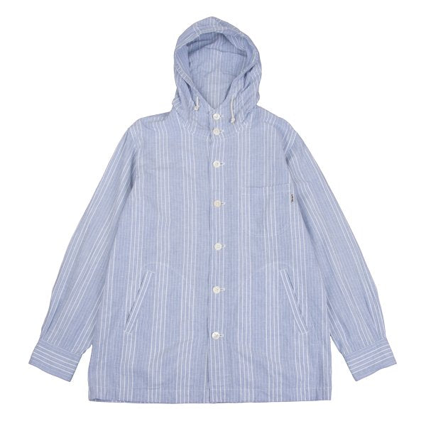 Papas Cotton Linen Stripe Hoodie Blue Size M