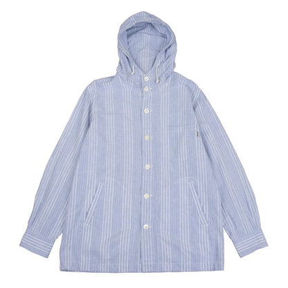 Papas Cotton Linen Stripe Hoodie Blue Size M