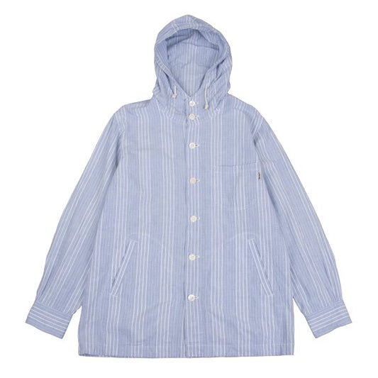 Papas Cotton Linen Stripe Hoodie Blue Size M