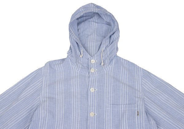 Papas Cotton Linen Stripe Hoodie Blue Size M