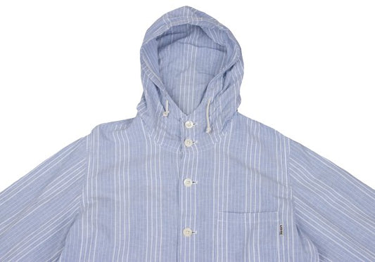 Papas Cotton Linen Stripe Hoodie Blue Size M