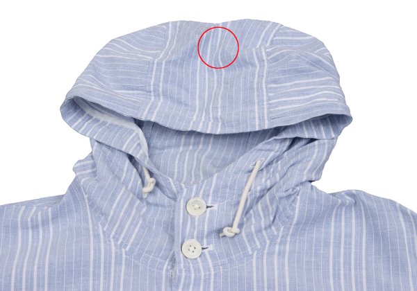 Papas Cotton Linen Stripe Hoodie Blue Size M