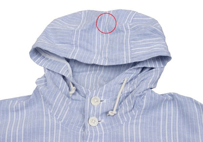 Papas Cotton Linen Stripe Hoodie Blue Size M