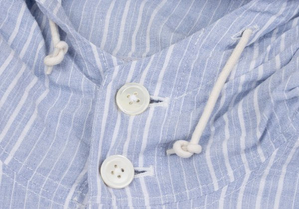 Papas Cotton Linen Stripe Hoodie Blue Size M
