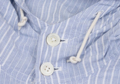 Papas Cotton Linen Stripe Hoodie Blue Size M