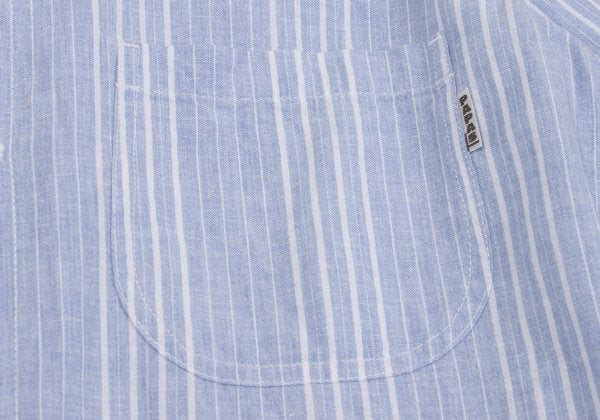 Papas Cotton Linen Stripe Hoodie Blue Size M