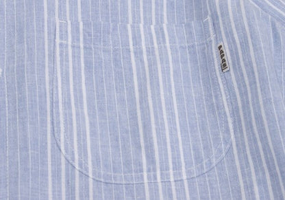 Papas Cotton Linen Stripe Hoodie Blue Size M