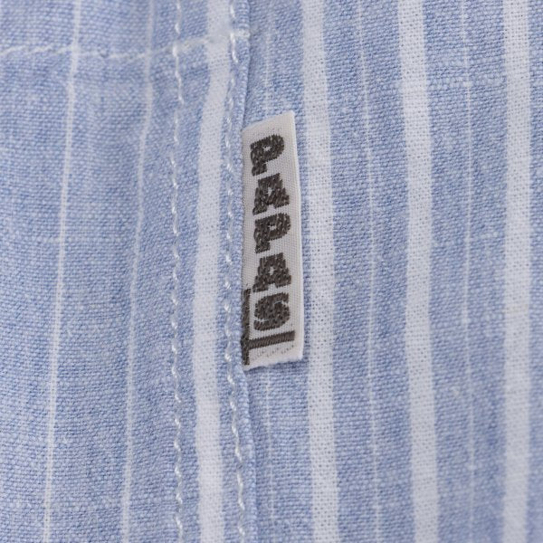 Papas Cotton Linen Stripe Hoodie Blue Size M