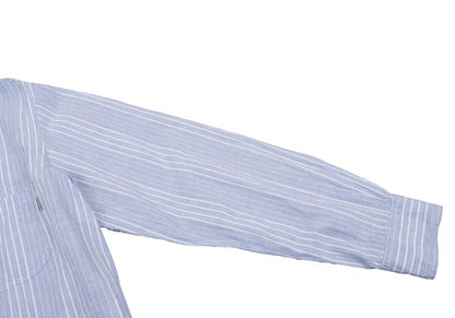 Papas Cotton Linen Stripe Hoodie Blue Size M