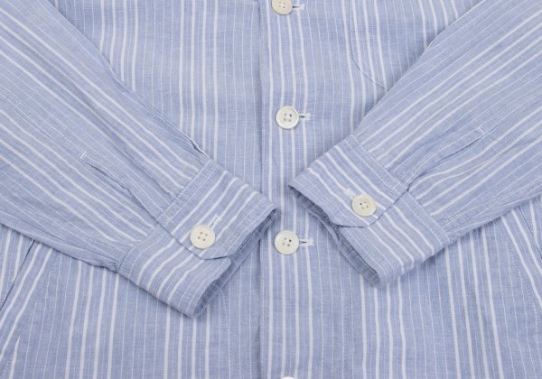 Papas Cotton Linen Stripe Hoodie Blue Size M