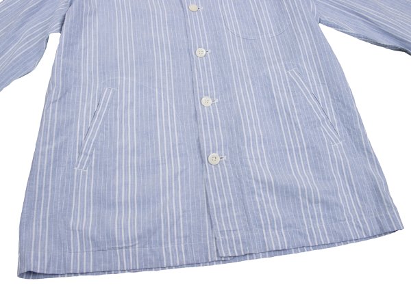 Papas Cotton Linen Stripe Hoodie Blue Size M