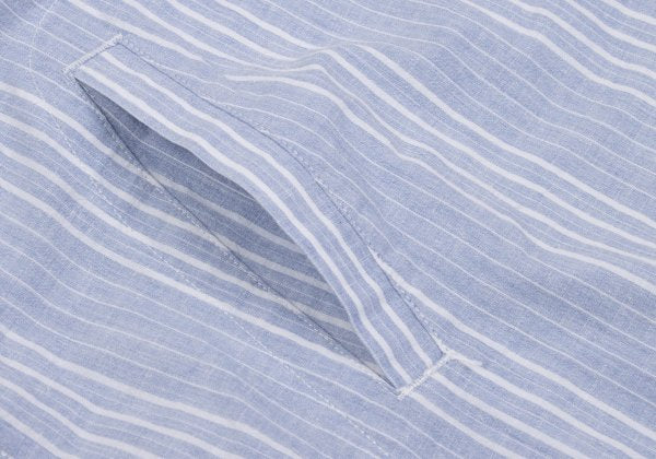 Papas Cotton Linen Stripe Hoodie Blue Size M