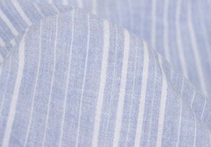 Papas Cotton Linen Stripe Hoodie Blue Size M