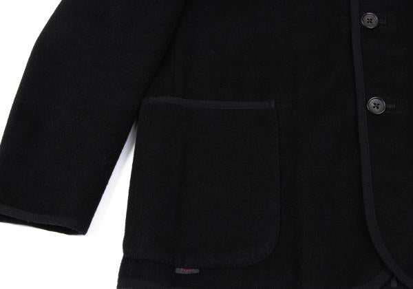 Papas Brushed Cashmere Piping Jacket Black Size 48M