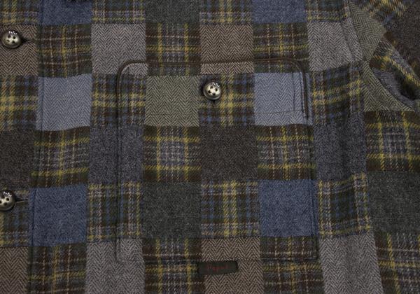 Papas Grey Check Block Flannel Hooded Shirt Hoodie Size 48M