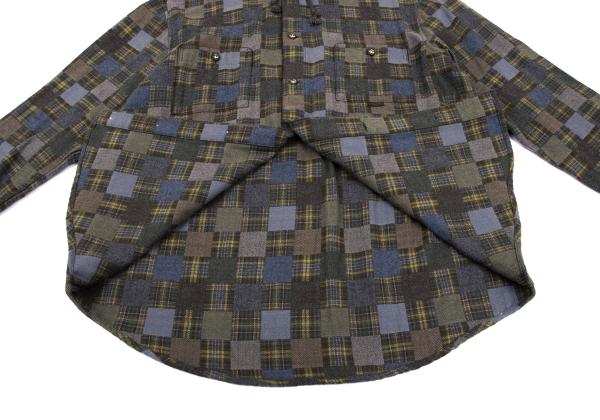 Papas Grey Check Block Flannel Hooded Shirt Hoodie Size 48M