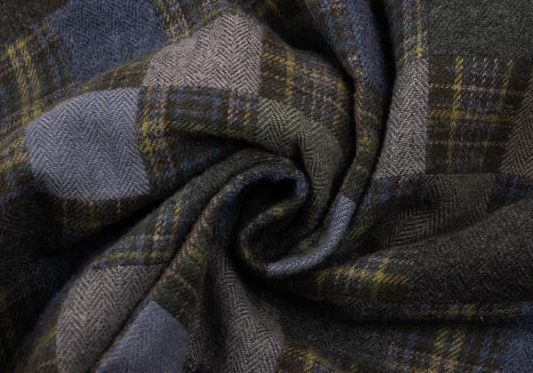 Papas Grey Check Block Flannel Hooded Shirt Hoodie Size 48M