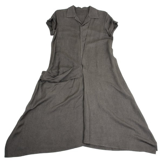 Yohji Yamamoto NOIR 18SS Linen Blend Side Dress Gray Size 1