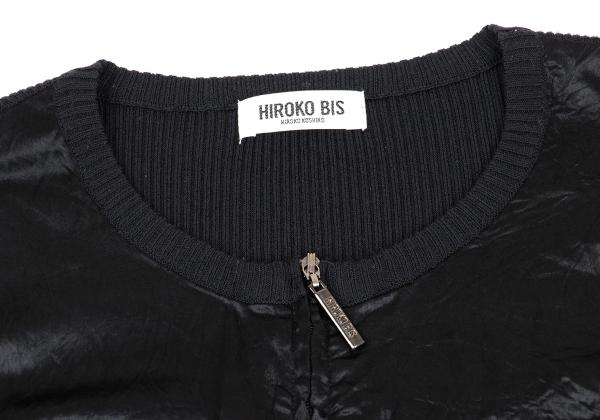 HIROKO BIS Mixed Material Zip-Up Knit Jacket Black Size 9
