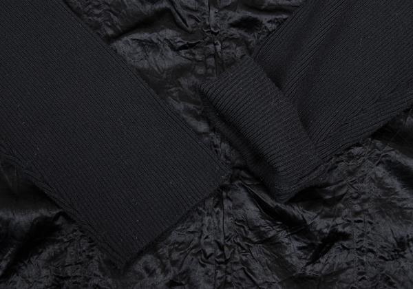 HIROKO BIS Mixed Material Zip-Up Knit Jacket Black Size 9