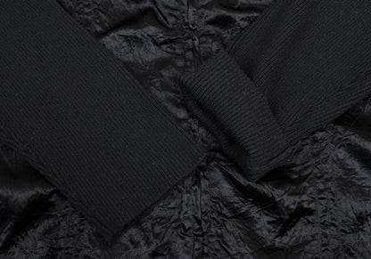 HIROKO BIS Mixed Material Zip-Up Knit Jacket Black Size 9