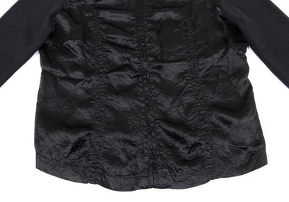 HIROKO BIS Mixed Material Zip-Up Knit Jacket Black Size 9