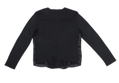 HIROKO BIS Mixed Material Zip-Up Knit Jacket Black Size 9