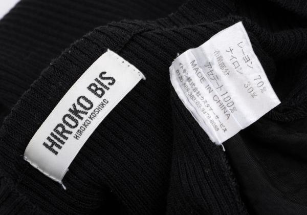 HIROKO BIS Mixed Material Zip-Up Knit Jacket Black Size 9