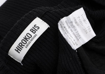 HIROKO BIS Mixed Material Zip-Up Knit Jacket Black Size 9