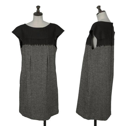 HIROKO BIS Wool Blend Herringbone Tweed Dress Gray Size 11