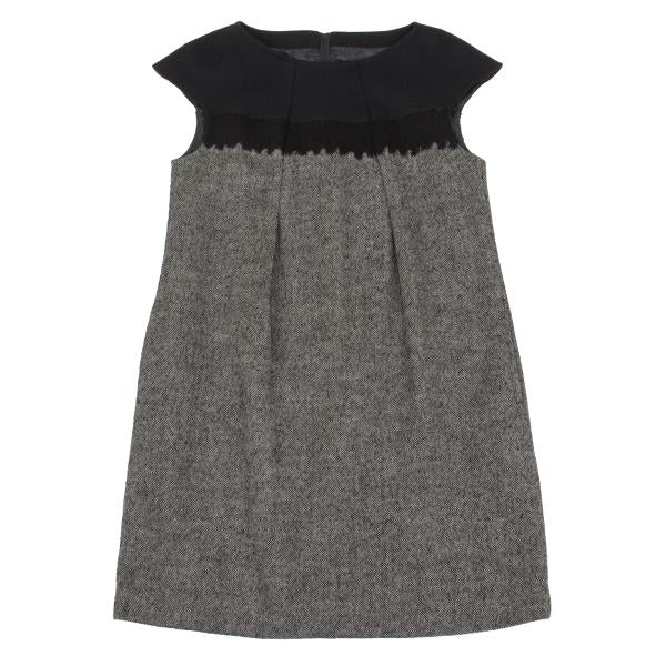 HIROKO BIS Wool Blend Herringbone Tweed Dress Gray Size 11