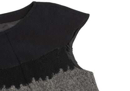 HIROKO BIS Wool Blend Herringbone Tweed Dress Gray Size 11
