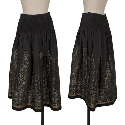 HIROKO BIS Poly Jacquard Pleated Midi Skirt Black Size 9