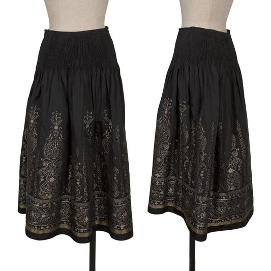 HIROKO BIS Poly Jacquard Pleated Midi Skirt Black Size 9