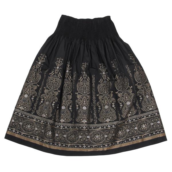 HIROKO BIS Poly Jacquard Pleated Midi Skirt Black Size 9