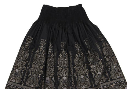 HIROKO BIS Poly Jacquard Pleated Midi Skirt Black Size 9