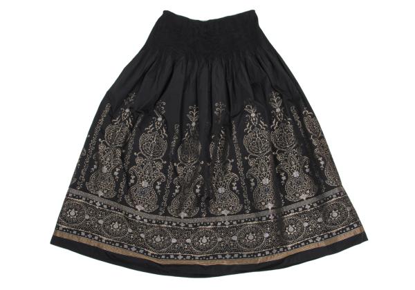 HIROKO BIS Poly Jacquard Pleated Midi Skirt Black Size 9