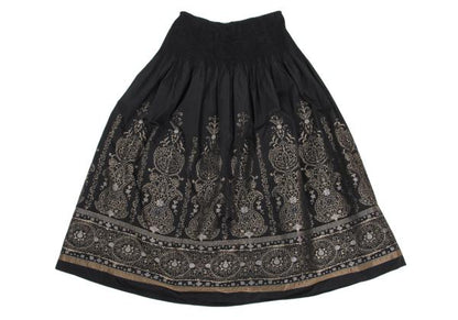 HIROKO BIS Poly Jacquard Pleated Midi Skirt Black Size 9