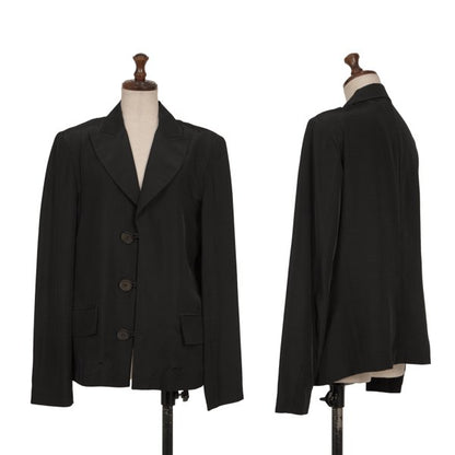 Y's Rayon Silk Peaked Lapel Jacket Black Size 4