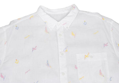 Papas Marine Embroidered Linen Short Sleeve Shirt Size 50L