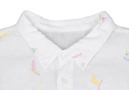 Papas Marine Embroidered Linen Short Sleeve Shirt Size 50L