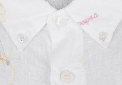 Papas Marine Embroidered Linen Short Sleeve Shirt Size 50L