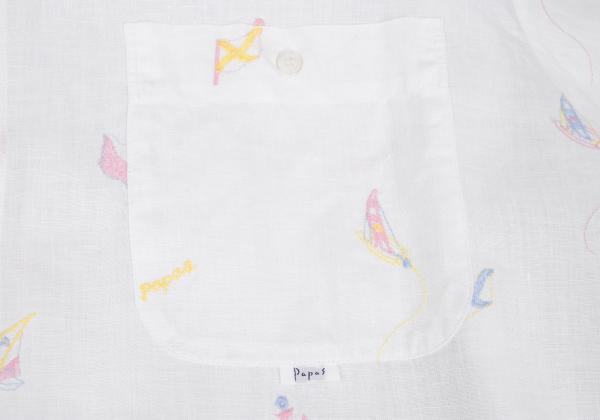 Papas Marine Embroidered Linen Short Sleeve Shirt Size 50L