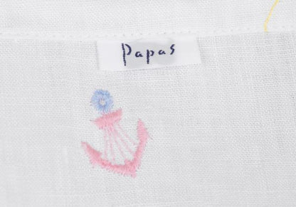 Papas Marine Embroidered Linen Short Sleeve Shirt Size 50L
